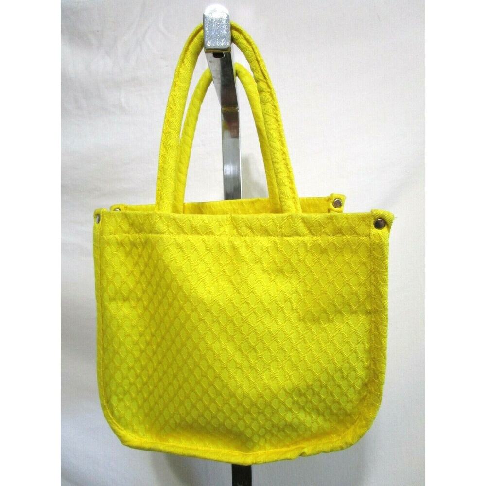 Vintage 60's Mod Paul B. Stone Small Yellow Textured Canvas Clutch Tote Handbag - Picture 3 of 12